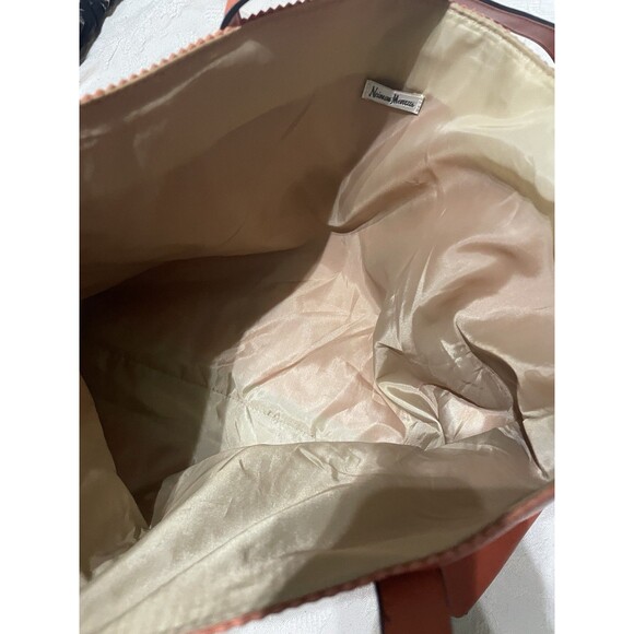 Neiman Marcus Boho Western Orange Tote Bag Laser Cut Medallion Handbag - Picture 12 of 15